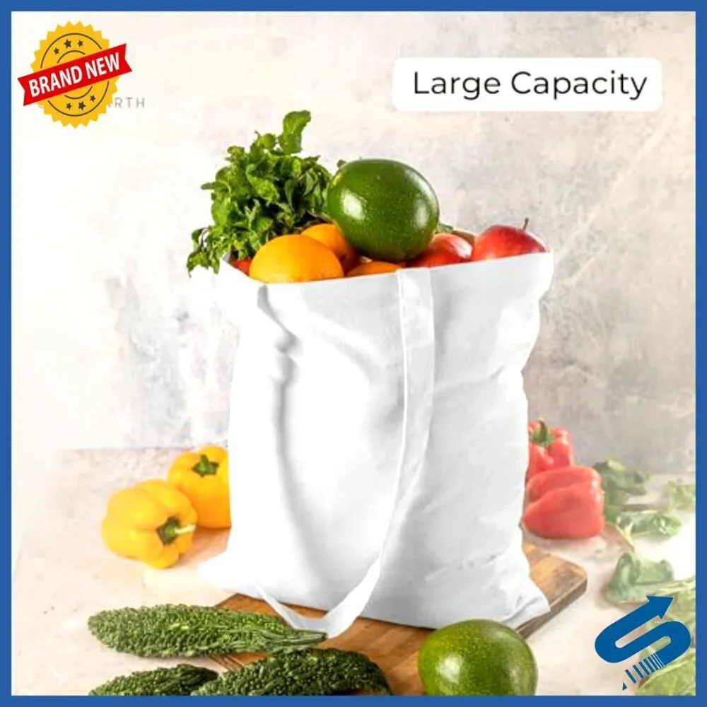 Reusable Cotton Tote Bags Bulk Pack Eco-Friendly Grocery Shopping DIY
